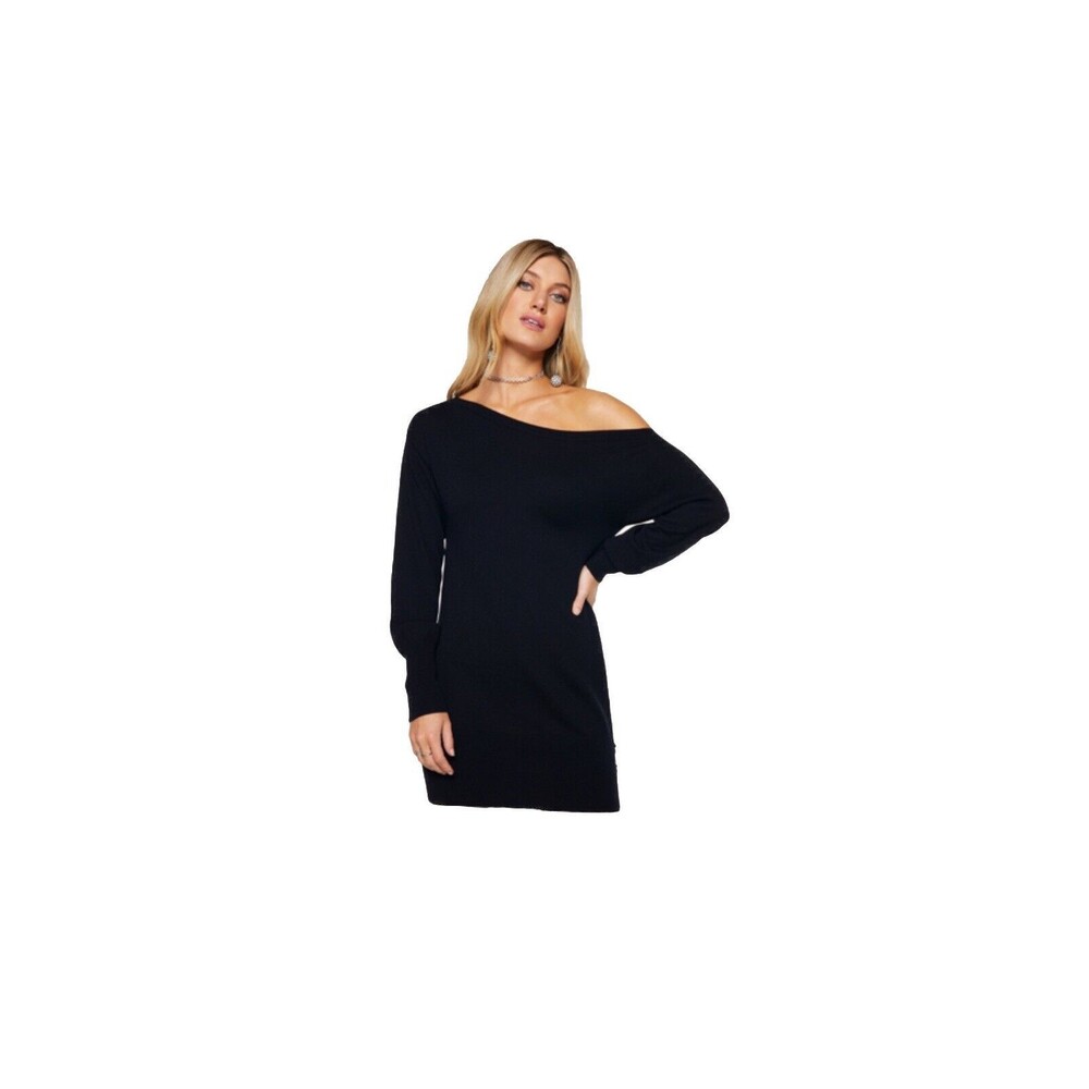 RAMY BROOK  Sweater Dress Size M Black Off The Shoulder Mini KOURTNEY